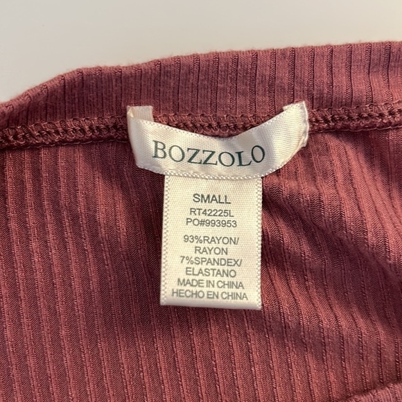 Bozzolo Mauve Ribbed Cropped Long Sleeve Crewneck Top Size Small - Picture 5 of 5